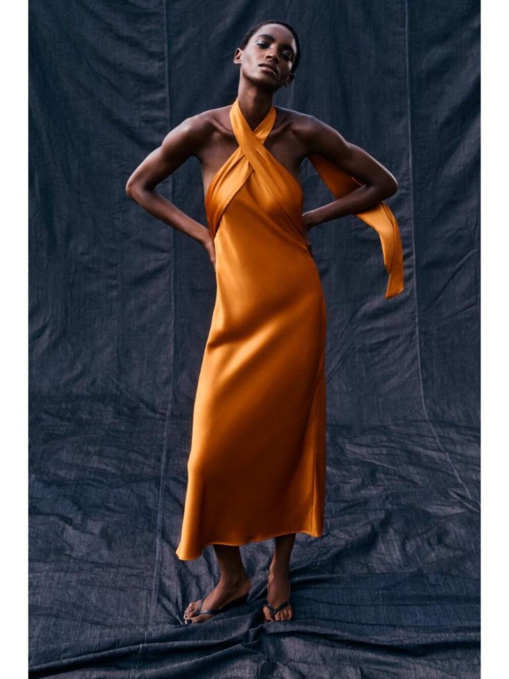 ZARA SATIN HALTER MIDI DRESS 7961/748/615